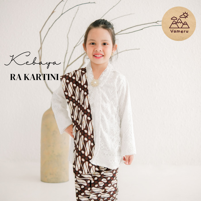 Kebaya Kartini Anak Brokat Putih Cosplay Ibu Kartini
