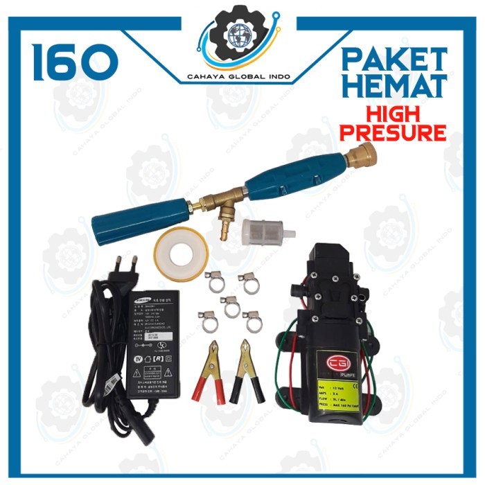 Paket Alat Steam Cuci Motor Mobil Pompa Dc 160Psi Tanpa Selang