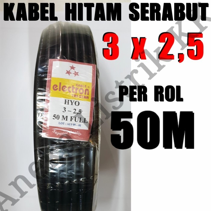 NEW ELECTRON KABEL HITAM SERABUT NYYHY 3 X 2,5 ROL 50M NYY HY 3X2,5 3X2.5