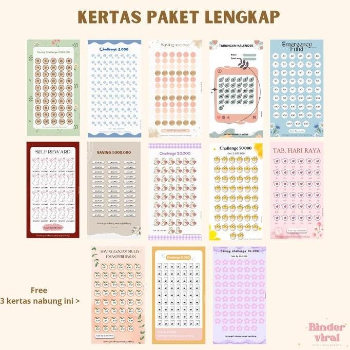 

( 10 Ziplock Part 1 ) Paket Nabung Lengkap Binder A6 10 Ziplock 10 Kertas Nabung Binder Jelly