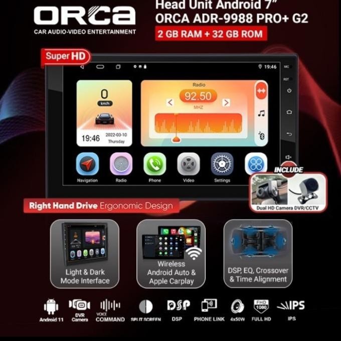 Terjangkau Android Orca Adr-9988 Pro+ Gen2  Ram 4Gb/128Room  * 7Inch