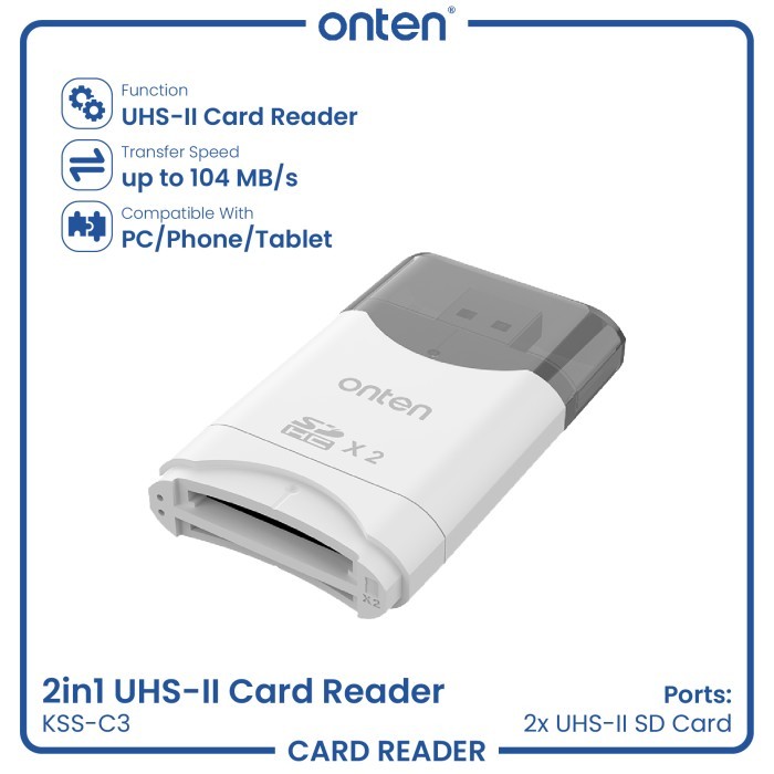 Onten UHS-II SD Card Reader USB3.0 Adapter Memory Card UHS II KSS-C3
