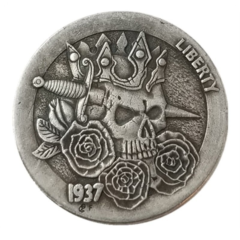Koin Pengrajin Pengembara Tengkorak Kerbau Perak Bulat252