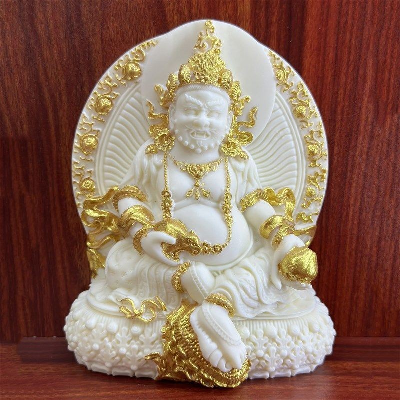Ornamen Buddha Kekayaan Kuning Ukiran Gading Hadiah