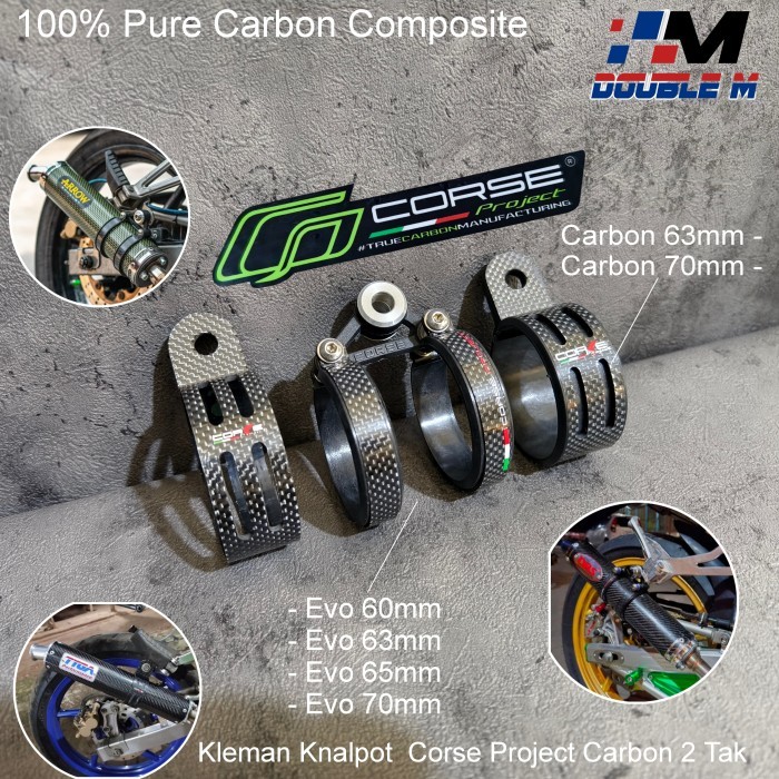 KLEM KLEMAN BREKET KNALPOT 2 TAK CARBON KARBON SELENCER ARROW ORIGINAL QUALITY