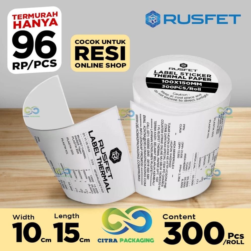 

Kertas Thermal Roll Sticker Label Print Resi 10 X 15 Cm Isi 300 Pcs