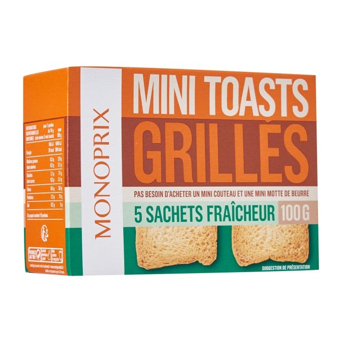 

Monoprix Mini Grilled Toasts In Freshness Bags 100G