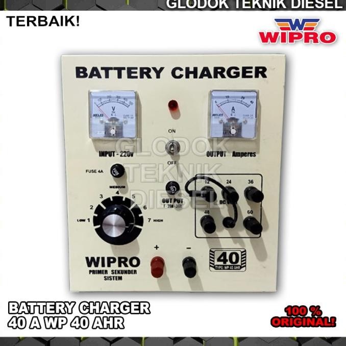 WIPRO Charger Aki Mobil Motor 40 A Battery Charger 40 AHR Cas Aki Original dan Terpercaya