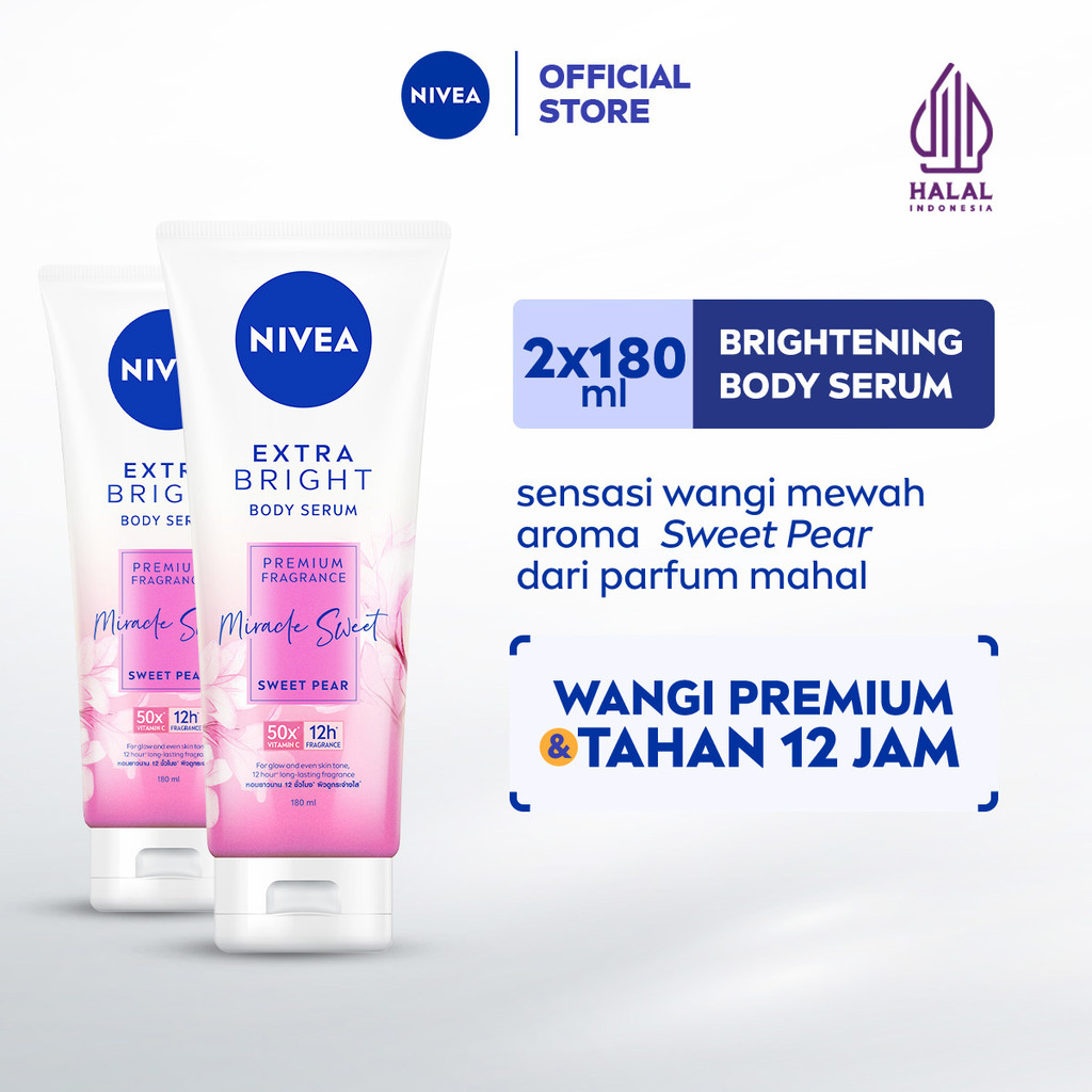 (PAKET HEMAT ISI 2) NIVEA Body Serum Extra Bright Premium Fragrance Miracle Sweet 180ml - Hand body 