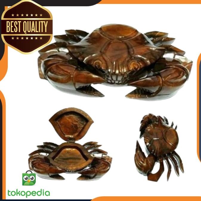 Asbak/hiasan meja kayu jati kepiting LEK