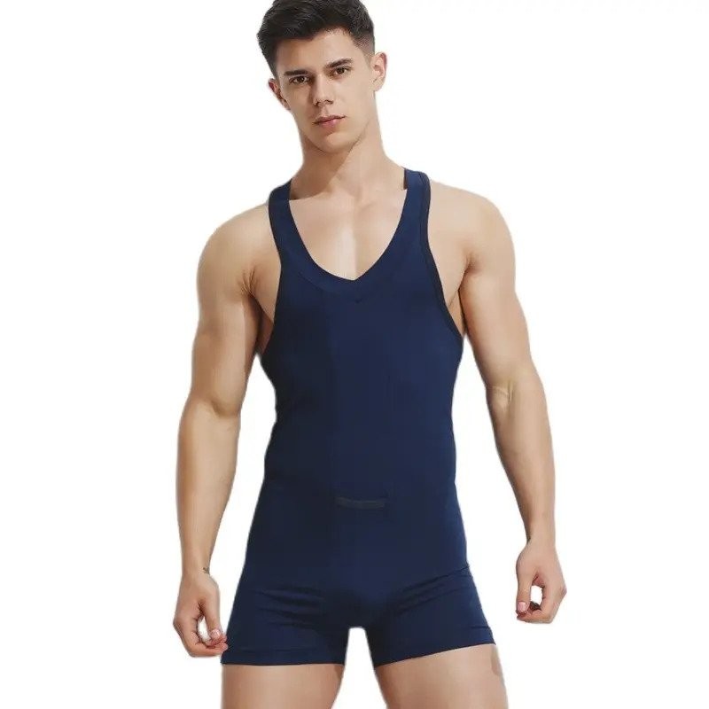 Sexy Leotard Undershirt Men Sport GYM Hot bodysuit body stocking sexy jumpsuit wresting Undershirts 