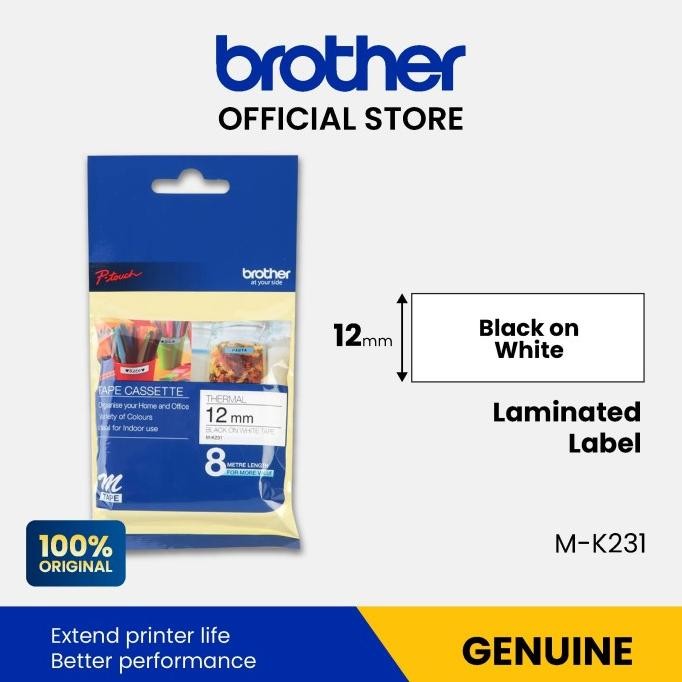 

CO Brother Label Tape MK-231 12mmx8m Black on White MK231 M-K231