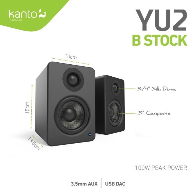 CO [B-Stock] Kanto YU2 YU 2 - Powered Bookshelf Speaker w/ Phono Pre-amp