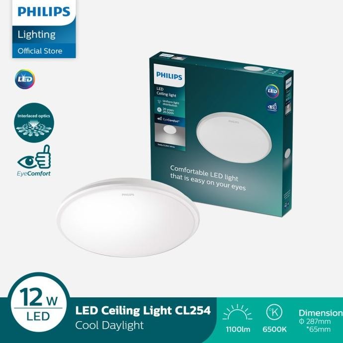 Lampu - Philips Lampu Baret Led Ceiling Cl254 12W 65K Putih