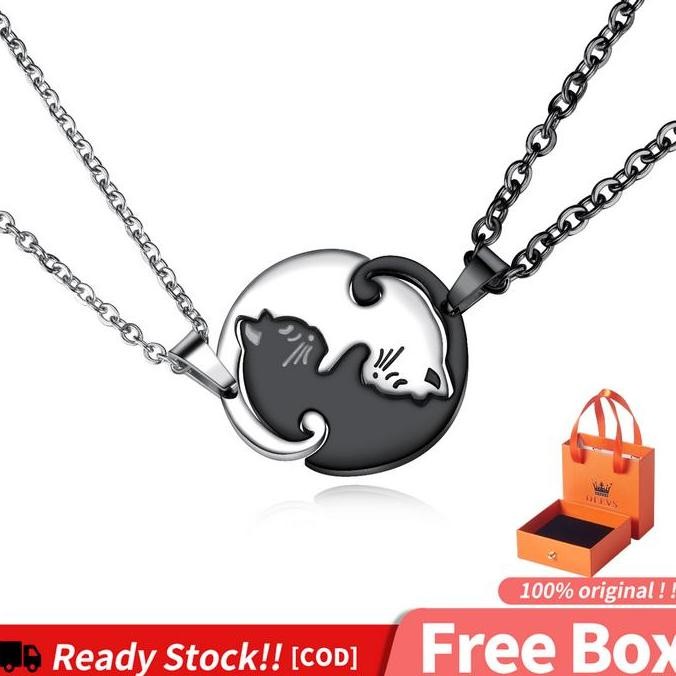 Promo OLEVS Kalung Couple Hiasan Couples Necklace Bentuk Kitten Cinta Model GX1597 Perhiasan Stainle