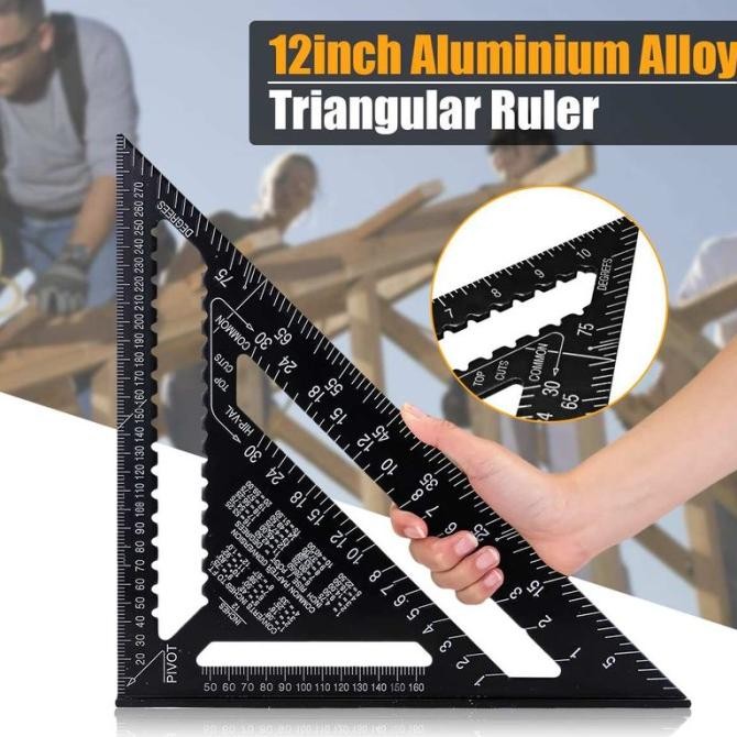 

Penggaris Siku Segitiga 30cm 12inch Aluminium / Speed Square / Sudut TM