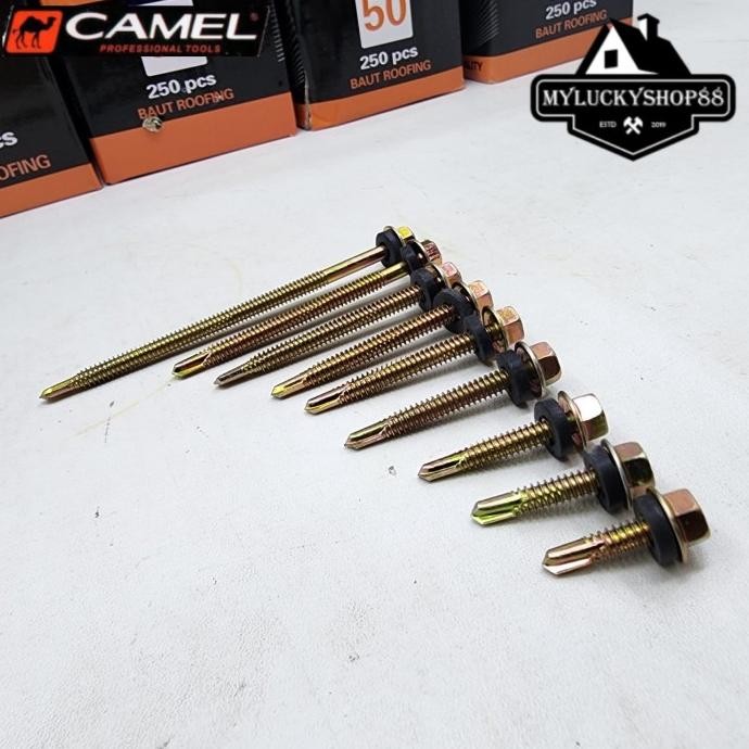 CAMEL BAUT ROOFING CML SKRUP MUR BAJA RINGAN PER KOTAK 12 X 20 25 30 40 45 50 60 70 100 MM 2CM 2.5CM