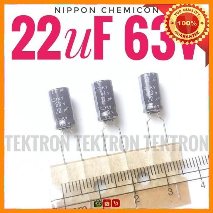 (TEK) NIPPON CHEMICON 22UF 63V ELCO ELKO CAPACITOR KAPASITOR ASLI ORI