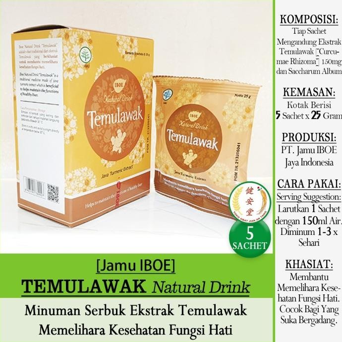 

+%+%+%] [Iboe] TEH TEMULAWAK Natural Drink [Turmeric Extract ] 5 Sachet x 25g
