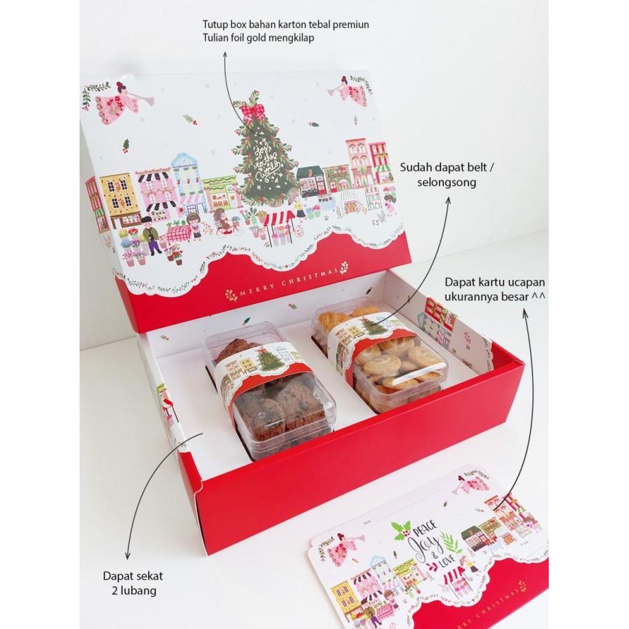 

CO Dus Natal Toples 350gr Isi 2 Box Kue Kering Hampers Parsel Christmas