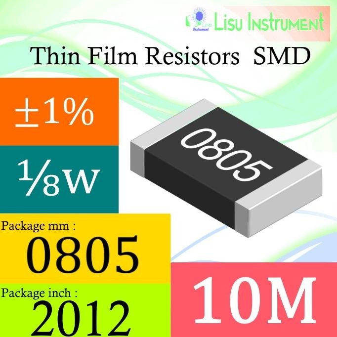 (10) 10M 0805 1% Thick Film Resistors SMD Chip Resistor 1005 10M lisu992 Juara