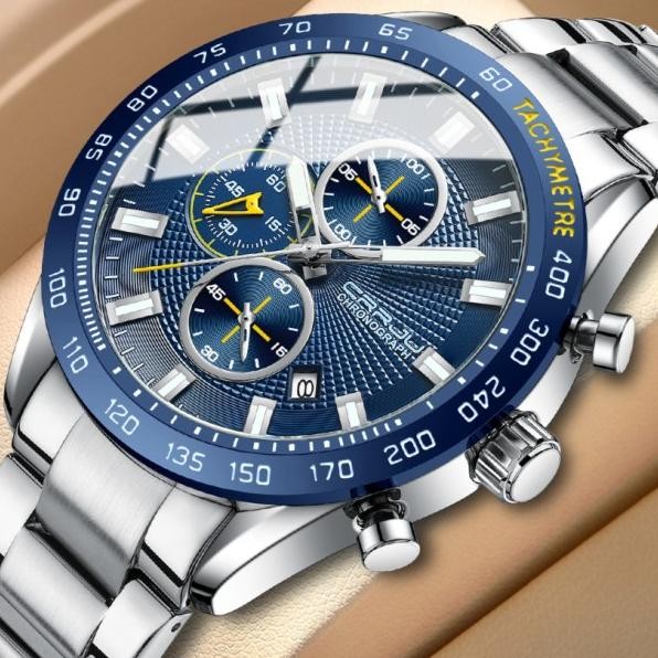Jam Tangan Pria Crrju Chronograph Jam Bercahaya Tahan Air 2306