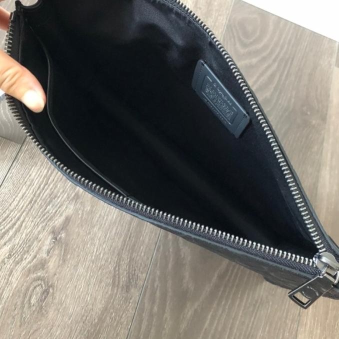 Sale Structured Pouch Leather Signature Debossed Black