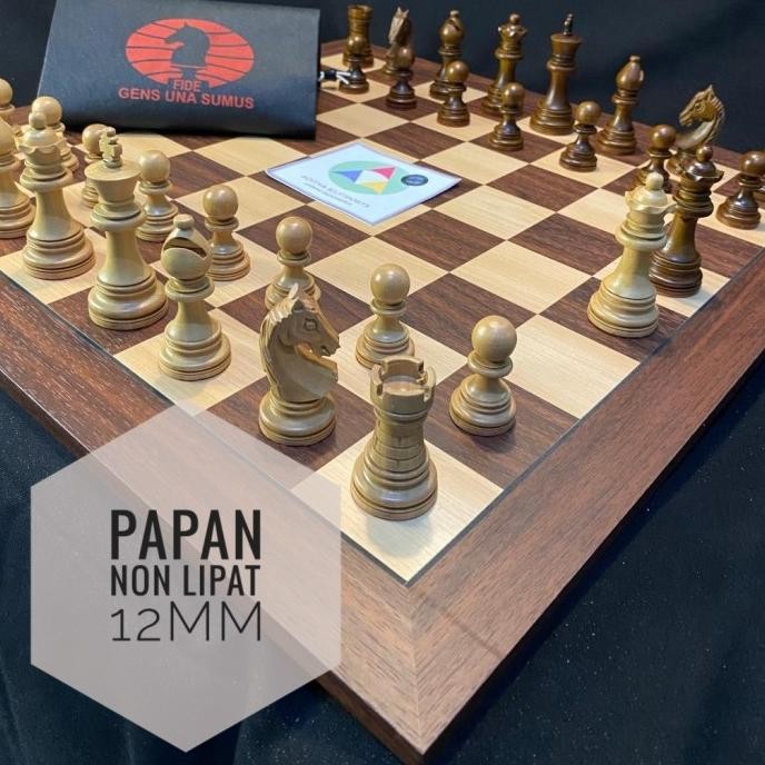MURAH Papan Catur Kayu Set Premium Papan Non Lipat Bidak Instimewa PERCASI