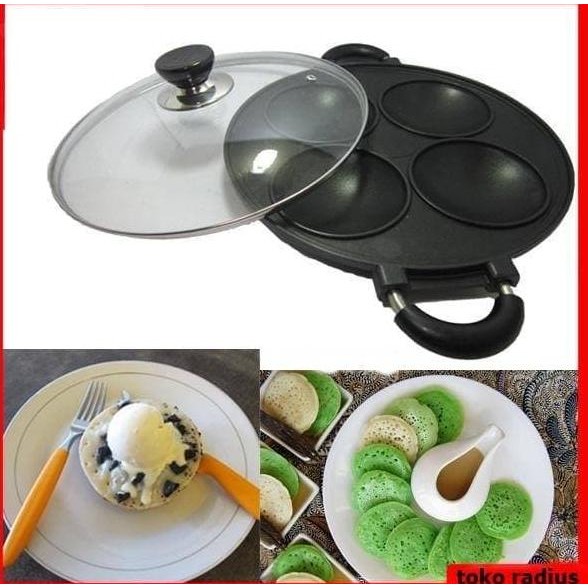 

Snack Maker Cetakan Kue Serabi,Kamir,Pancake,Dorayaki Teflon 4 Lubang Original Dan Terpercaya