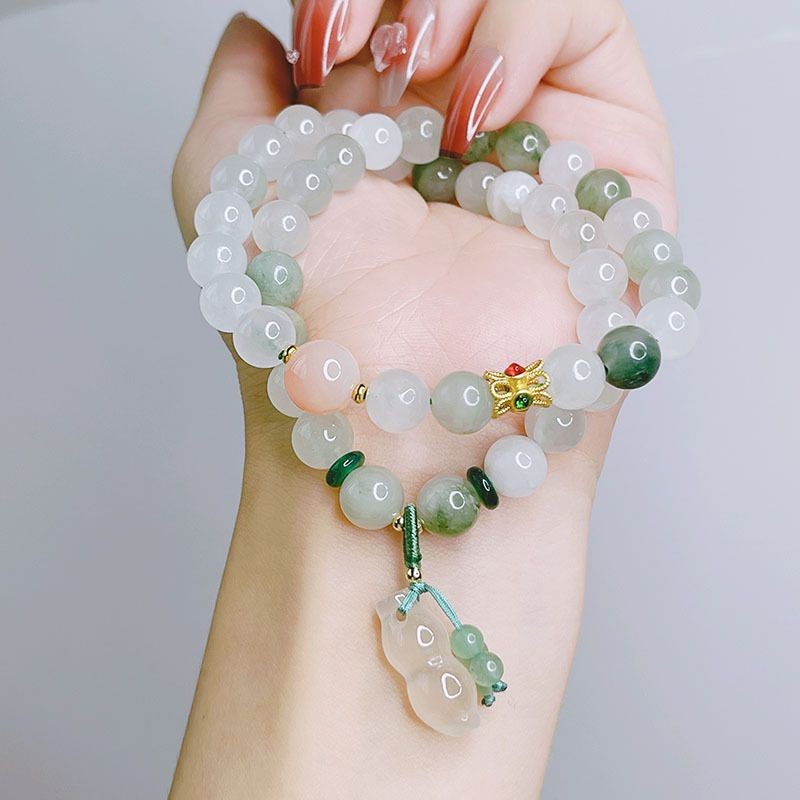 Gelang Jade Wenwan untuk Wanita, Gelang Gantung Agate Retro Artistik