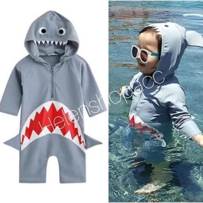 Baju Renang Anak Shark/Swimsuit Jumper Renang Baby Import