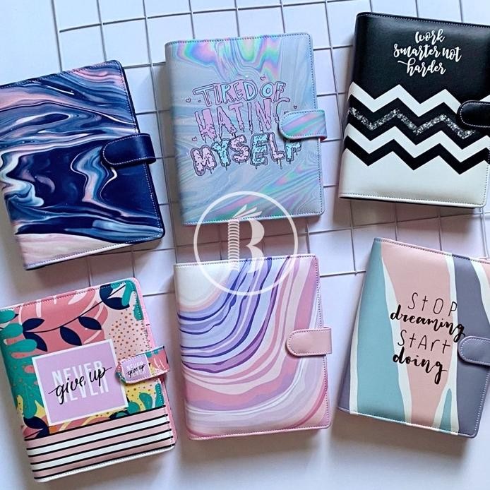 

Bindermu Ready Binder New 03 Printing Quote Marble Holographic Ulit Anti Air 20Ring A5 26Ring B5 6Ring A6