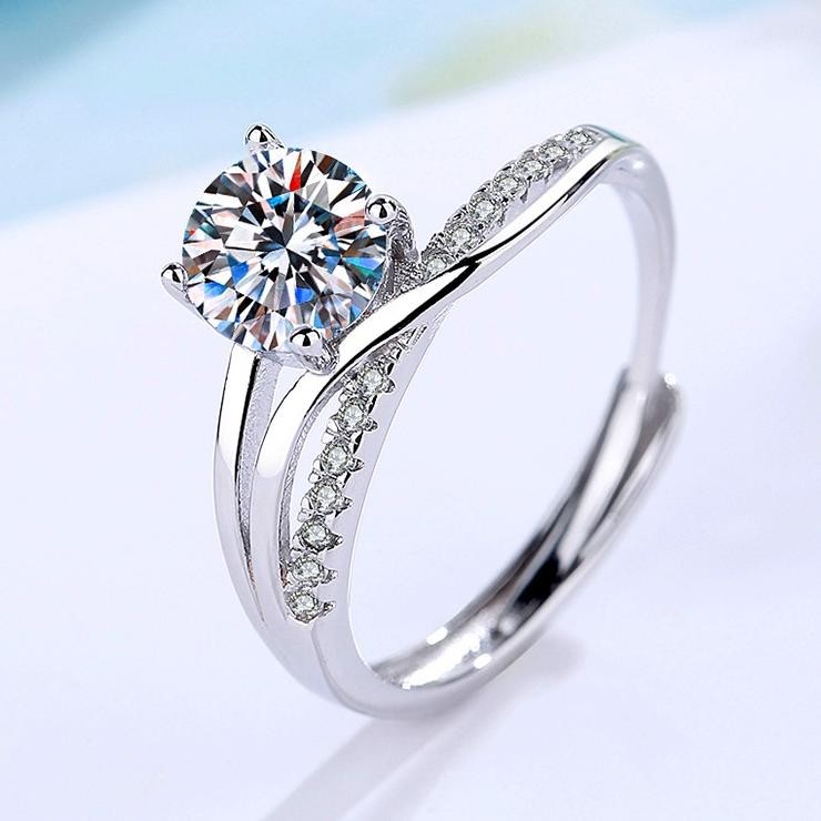 Cincin Moianite Cincin Ring Fahion Couple Ace Wanita Jewelry Couple Paangan Wanita Adjutable