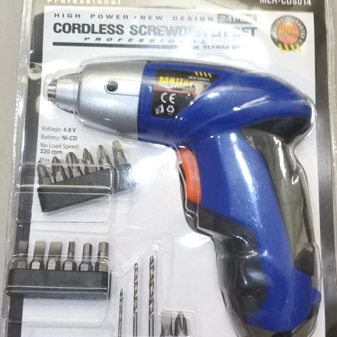 DISKON electric cordless drill / bor obeng batere baterai charger 24pc mollar