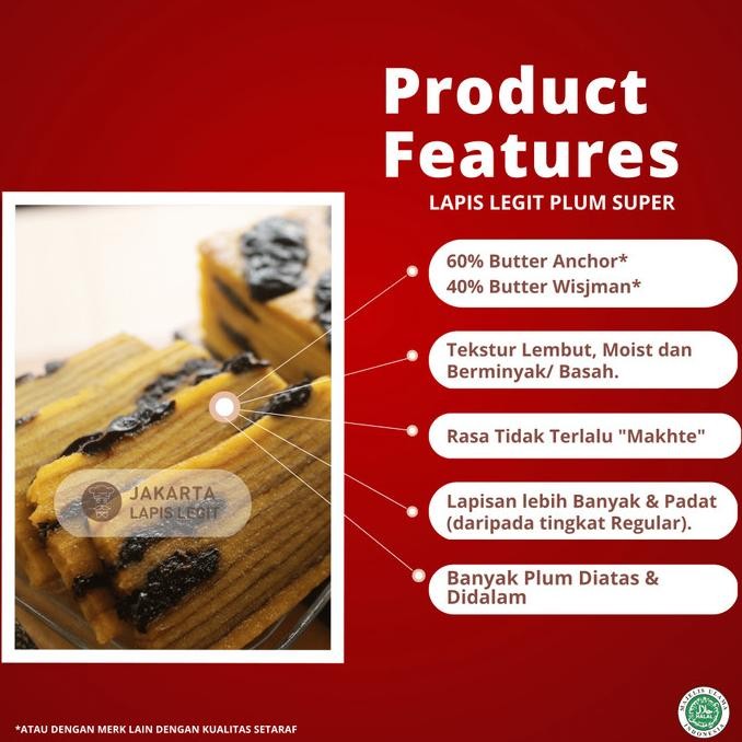

Terlaris (Kualitas Super) Kue Lapis Legit 20X10 Prunes Wisman 100% Halal Plum Ready Stok