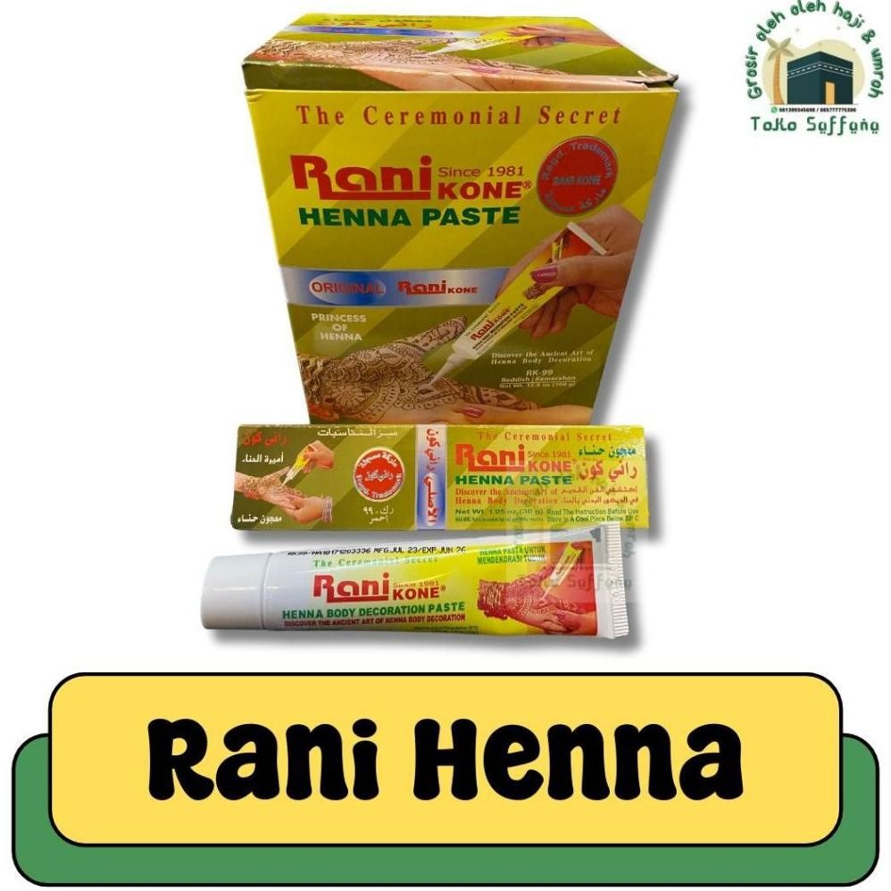OLEH OLEH HAJI DAN UMROH 1LUSIN HENNA KUKU RANI KONE BESAR 30GR KEMERAHAN REDDISH HENNA PASTE INDIA 