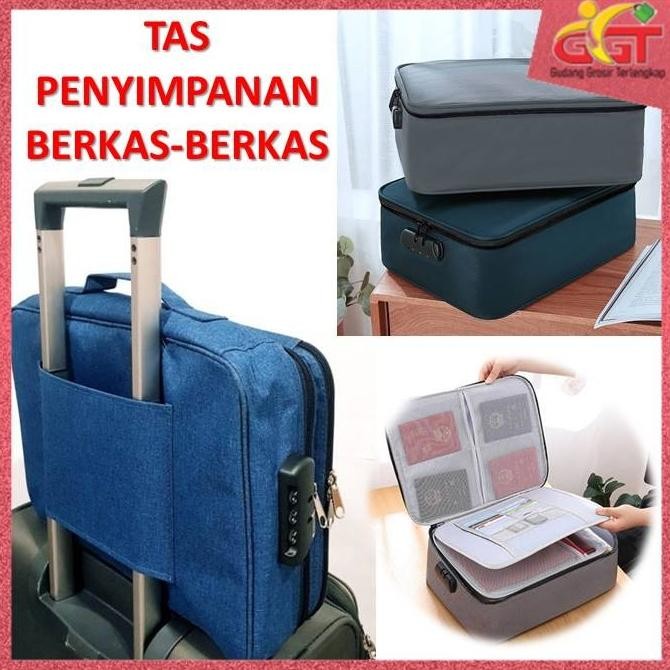 

GGT Tas Penyimpanan Berkas 3 Layer Bag Storage Travel Security Lock