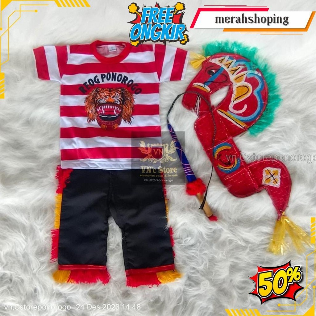 Setelan Jaranan Anak Fulset/ Kaos Reog / Kaos Sakera / Kaos Jaranan / Kaos Barong / Kaos Sunda / Pon