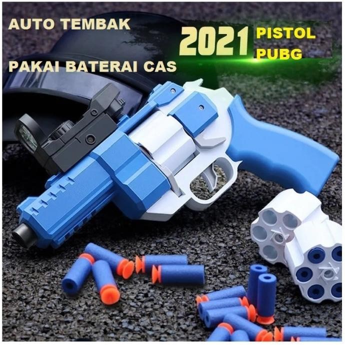 DISKON mainan anak pistol peluru busa elektrik revolver 357