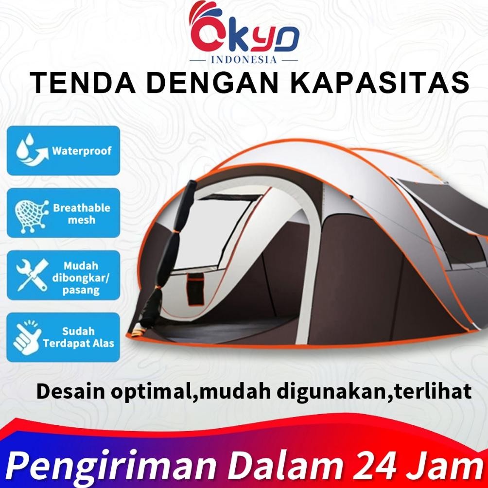 BNH Tenda Camping Otomatis 3-8 Orang Tenda Berkemah Empat Pintu Yang Tahan Air dan Terlindung dari S