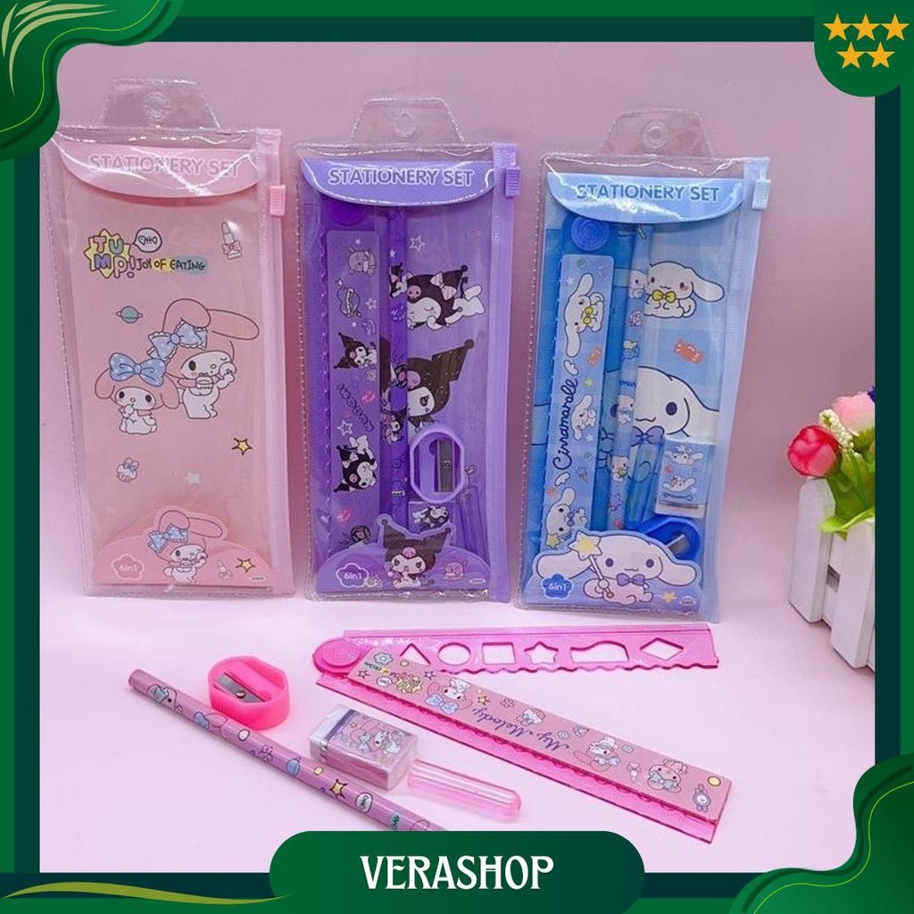 

5In1 Pensil Set Alat Tulis Anak Lucu / Study Set Penghapus Untuk Tempat Pensil Buku Tulis - Gg0415 Gratis Ongkir