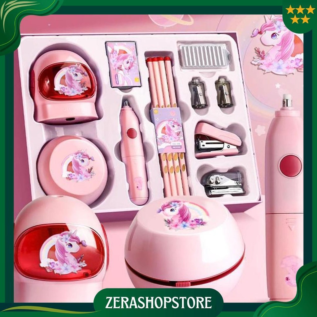 

Loooopy Electric Stationery Set / Set Alat Tulis Elektronik Rautan Penghapus Vacuum Pencil 11 In 1/Set Alat Tulis Elektronik Belajar Anak Perempuan Kado Promo