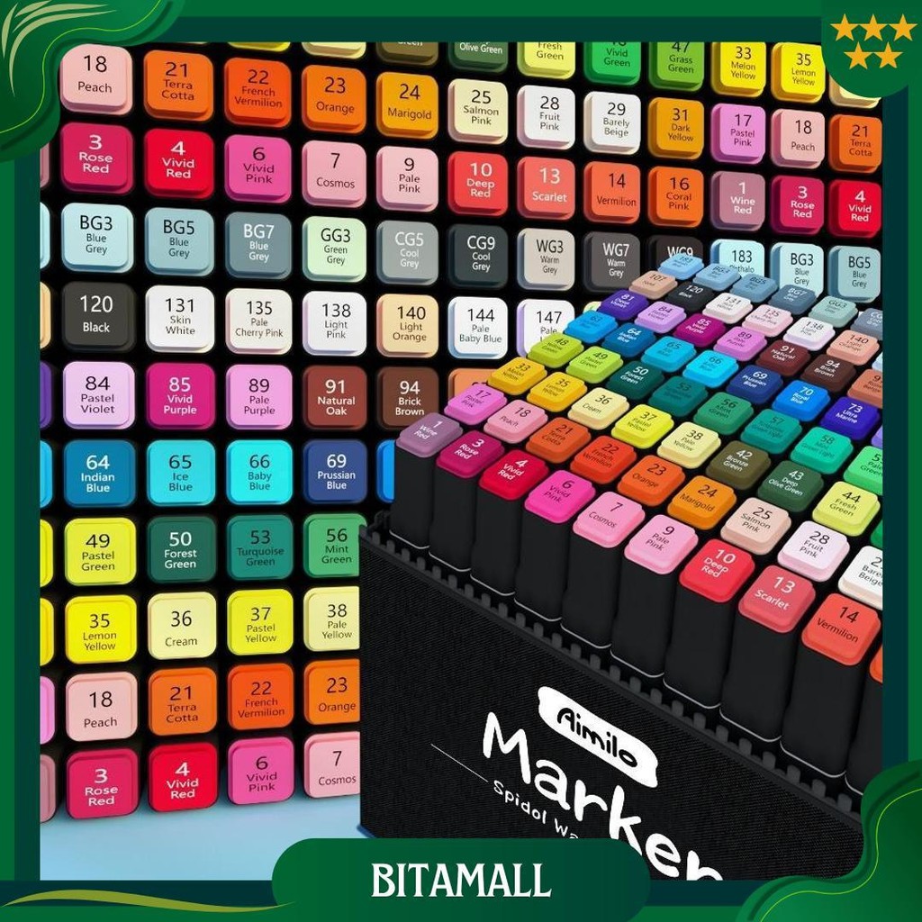 

Aimilo Spidol Warna Warni 1 Set Sketch Marker 2 Tip Touch Marker 48/60/80 Warna Promo