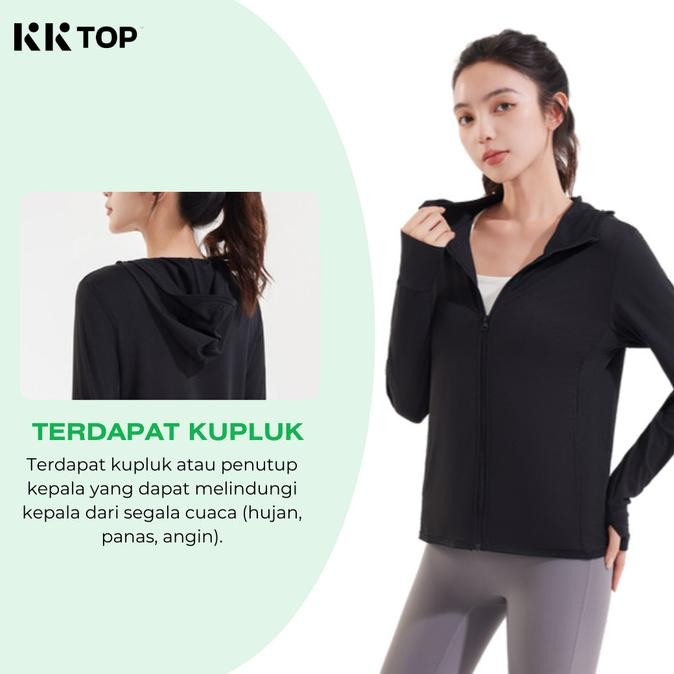 KKTOP Jaket Olahraga Anti UV Wanita Baju Olahraga UPF50+ DS10