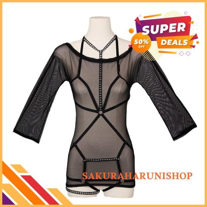 SET BAJU MALAM SEKSI / BAJU SEKSI WANITA 2 IN 1 SEKSI HOT DRESS TRANSPARANT SEXY KOSTUM LINGERE DENG