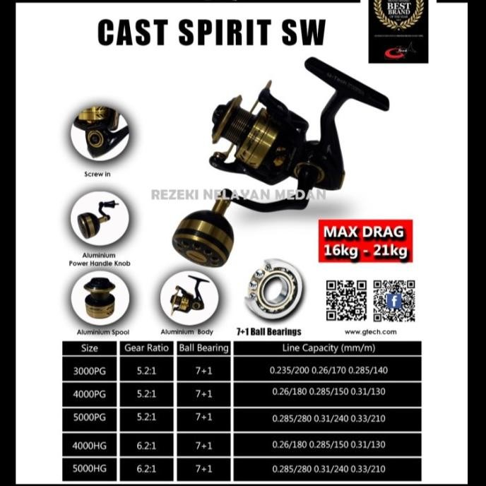 REEL G-TECH CAST SPIRIT SW