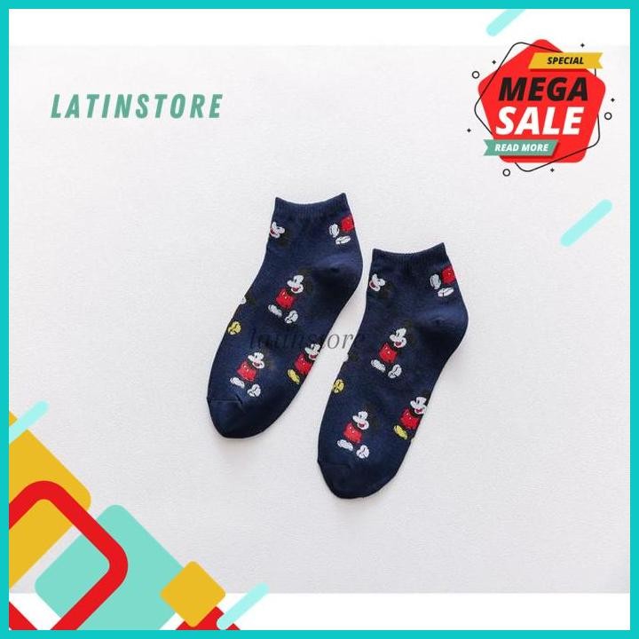 KAOS KAKI WANITA MICKEY MOUSE LUCU KAUS KAKI D1235 - BIRU, FREE BY LATIN STORE EKSKLUSIF 