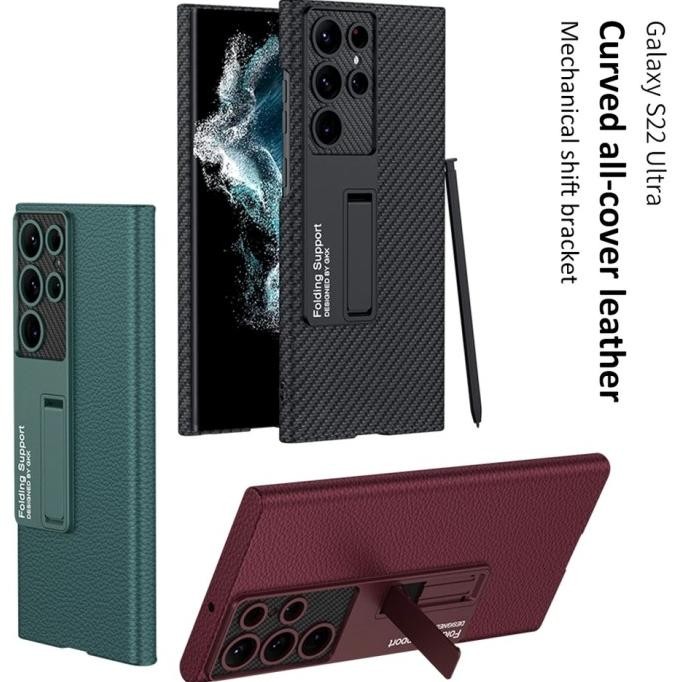 NEW Casing Samsung Galaxy S22 Ultra Leather Case Kick Stand Original GKK