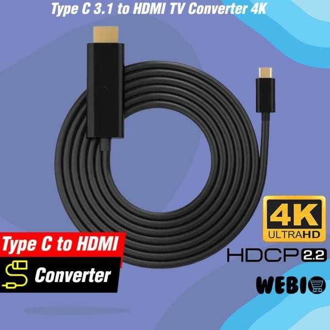 Sale Kabel Type C Usb 3.1 To Hdmi Male Converter 4K Full Hd Laptop Hp Ke Tv