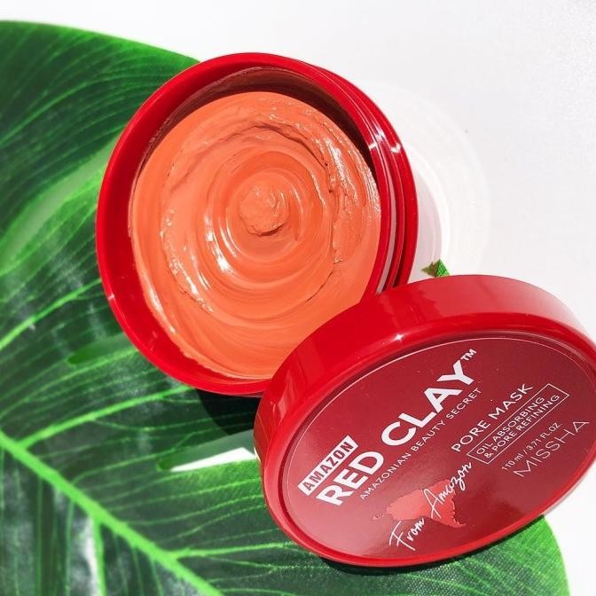 Missha Amazon Red Clay Pore Mask - Masker (110Ml) Bonus Kuas Masker Original Dan Terpercaya